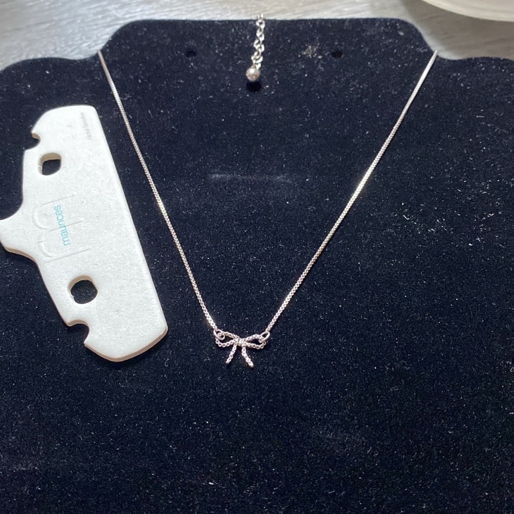 Maurice’s Elegant Silver Tone Necklace with Bow Pendant - Picture 7 of 11